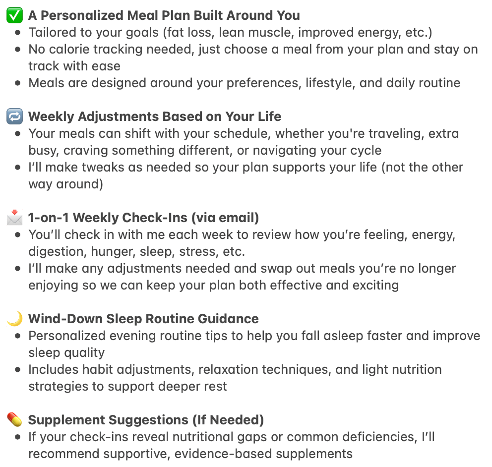 Customized 1-on-1 Nutrition Support